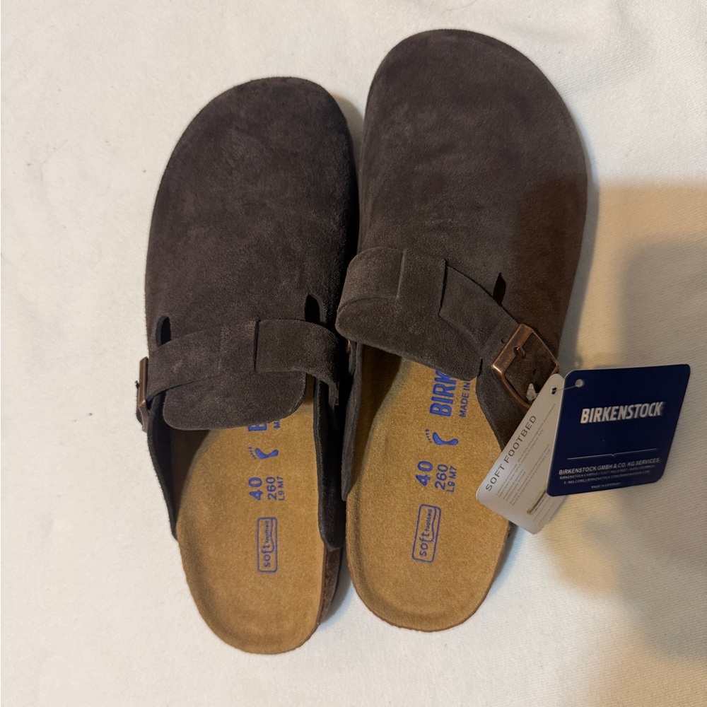 Birkenstock Dark Brown Suede Slip-Ons